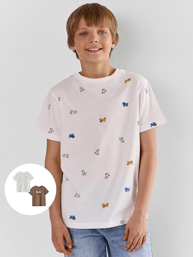 Футболка для мальчиков из хлопка в наборе, 2 шт