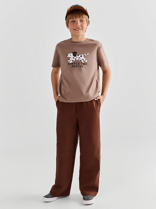 Брюки для мальчиков коричневые прямого кроя