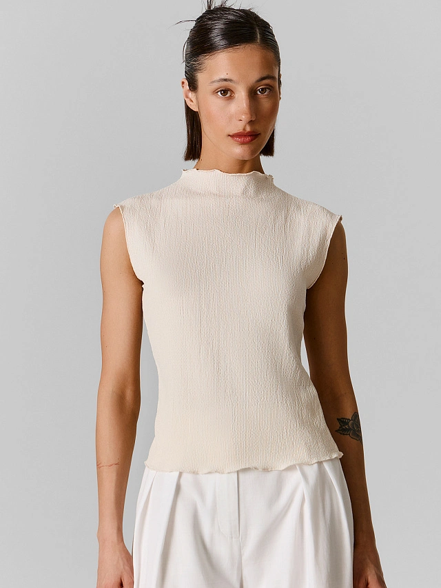 

Блузка женская молочная с коротким рукавом, Молочный, 25-40908Ц-9