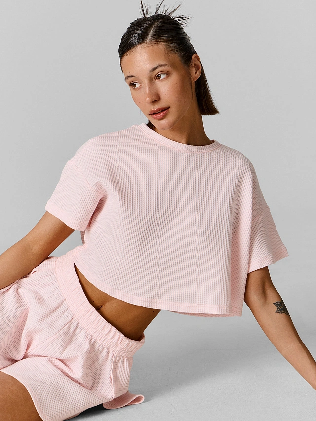 Комплект домашний женский розовый вафельный