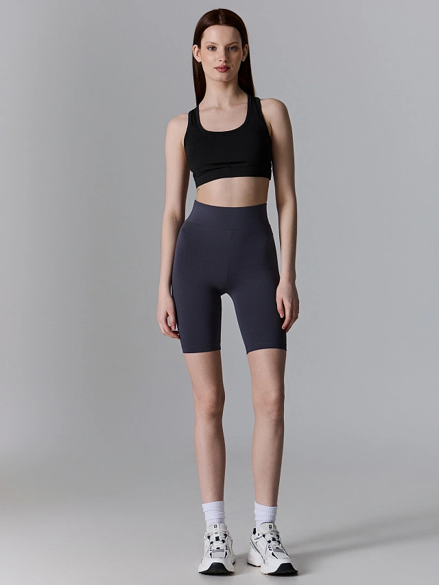 Шорты велосипедки женские серые спортивные с высокой посадкой