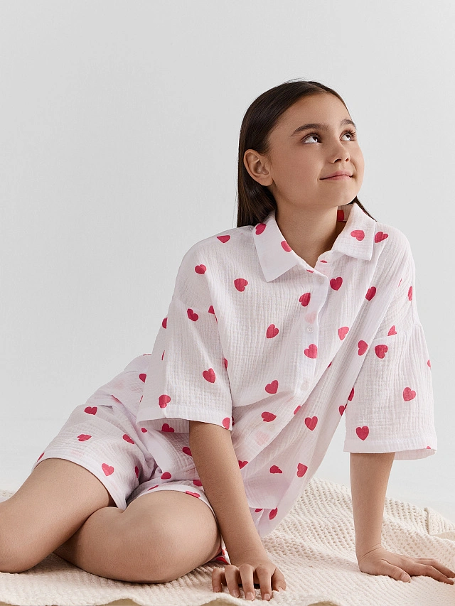 Комплект для девочек (рубашка, шорты)