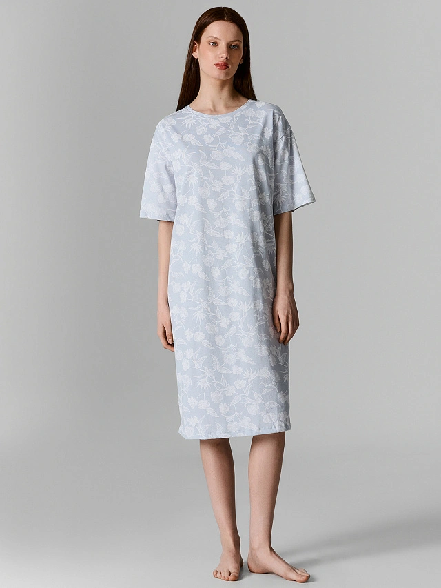 Сорочка ночная женская серая свободного кроя