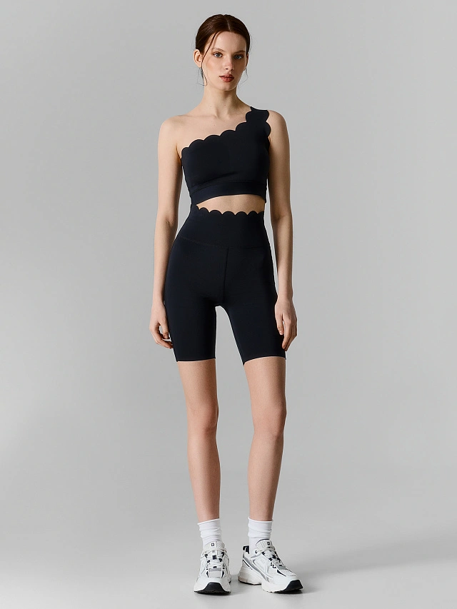 Шорты спортивные женские черные с высокой посадкой