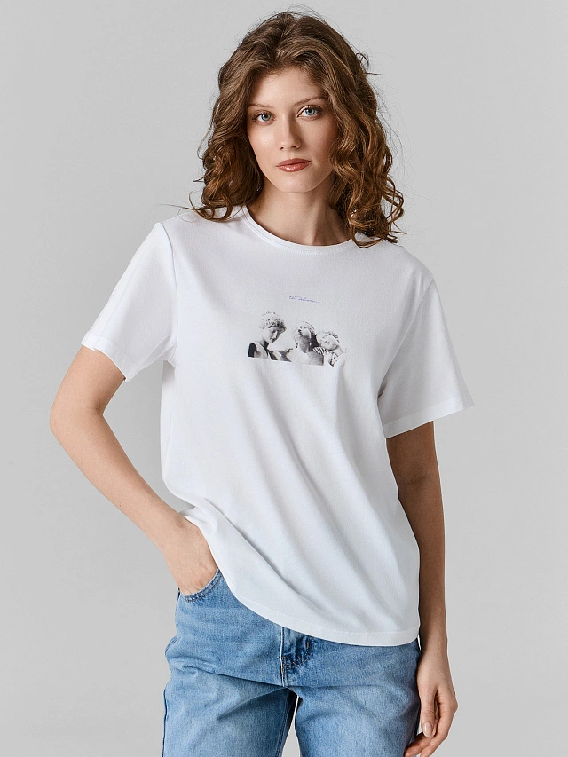 

Футболка женская, Белый +печать19, 25-40715П-0