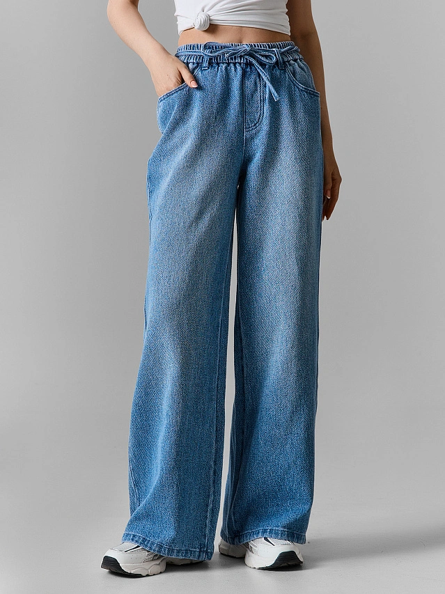 Джинсы женские wide leg синие - 3