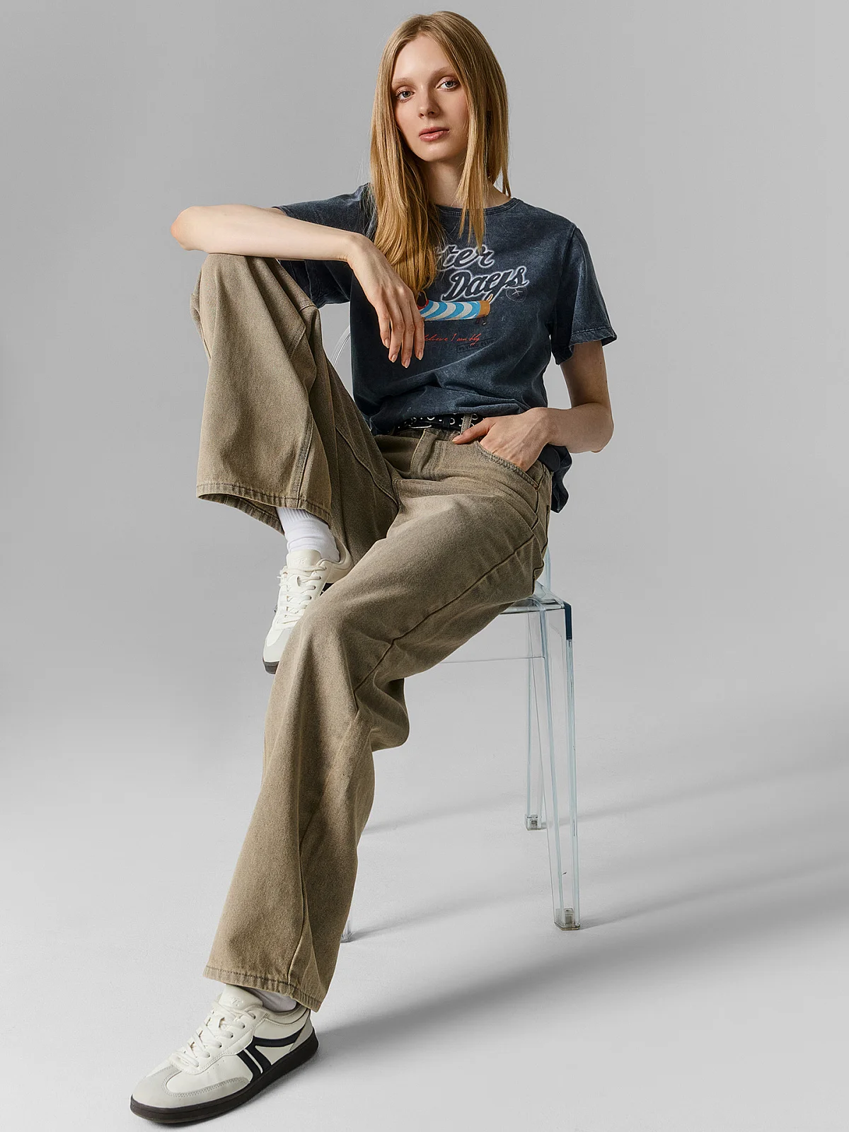 Джинсы женские Baggy fit серые - 3