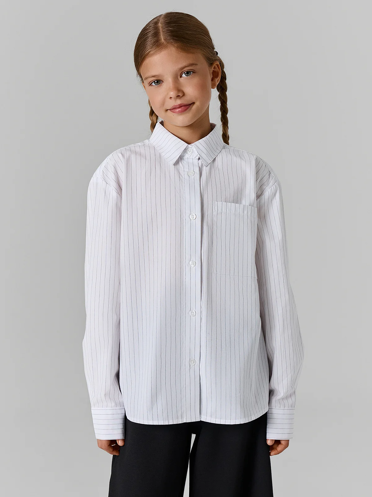 Рубашка школьная для девочек в полоску