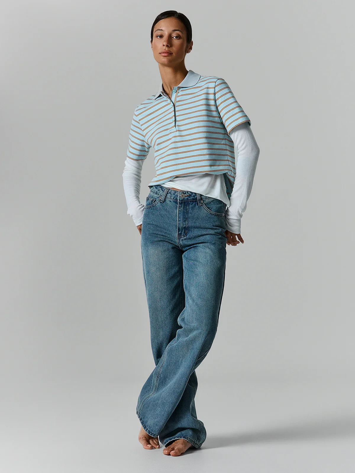 Джинсы Straight fit женские голубые - 3