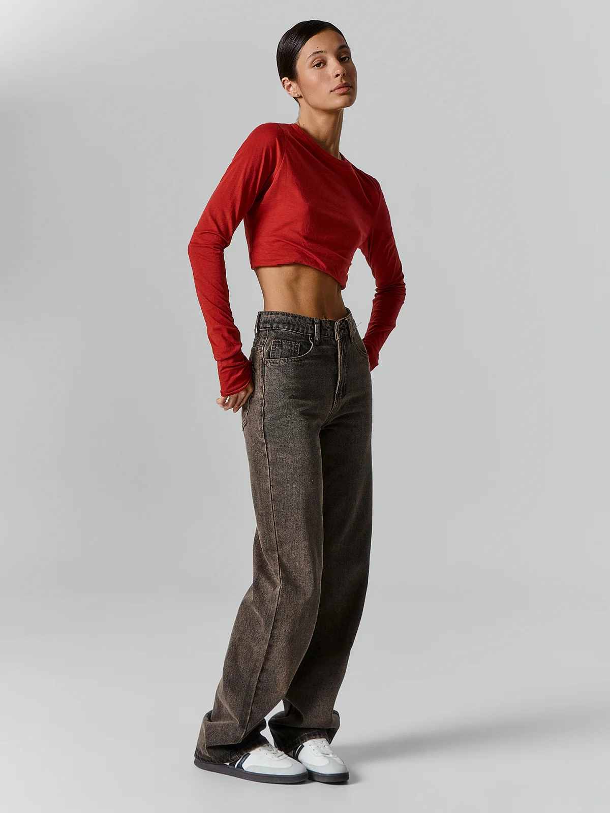 Джинсы Straight fit женские серые
