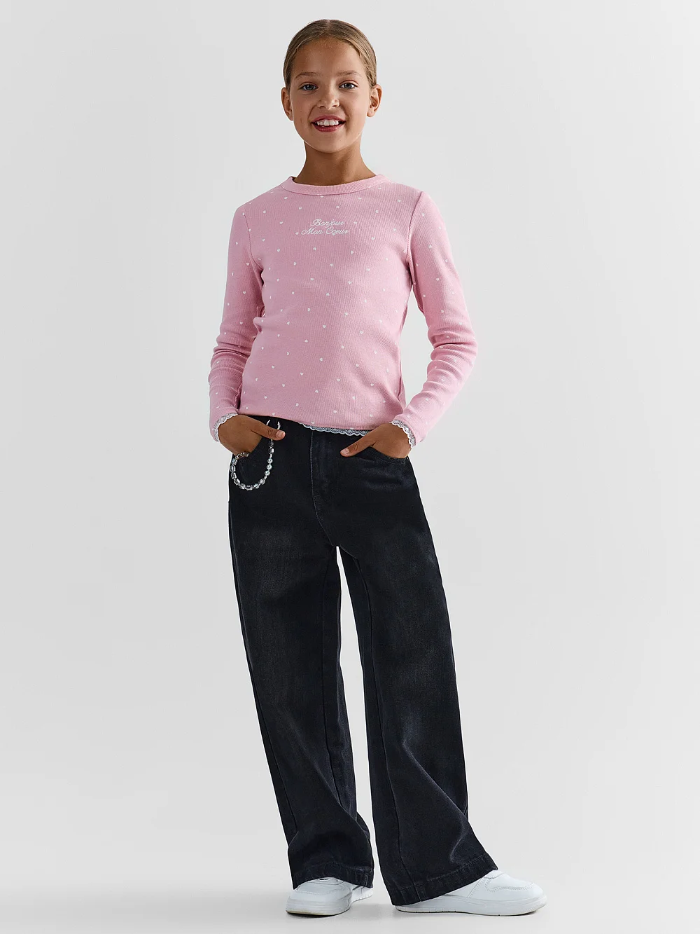 Джинсы Baggy fit для девочек серые